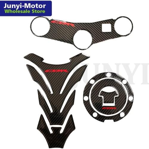 For CBR600RR CBR 600 RR 2003 2004 Tank Pad Gas Cap Cover Triple Clamp Yoke Sticker Protector Carbon Fiber Motorcycle Guard Decal