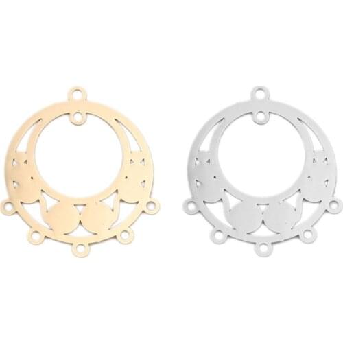 DoreenBeads Fashion Copper Filigree Stamping Connectors Round KC Gold Silver Color Jewelry DIY Findings 24mm x 21mm, 10 PCs