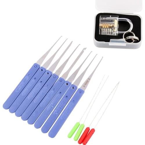 Transparent Visible Pick Cutaway Practice Padlock Lock With Broken Key Removing Kit Extractor Set Locksmith Tool