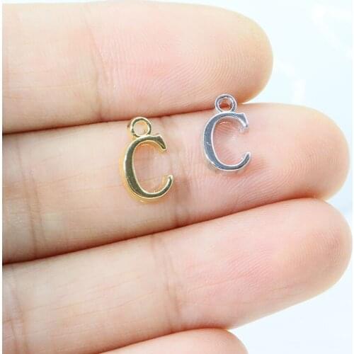 Eruifa 20pcs 10mm Mini Letter Gold/Silver Plated Zinc Alloy Charms Pendant Jewelry DIY Necklace Bracelet Earrings 2 Colors