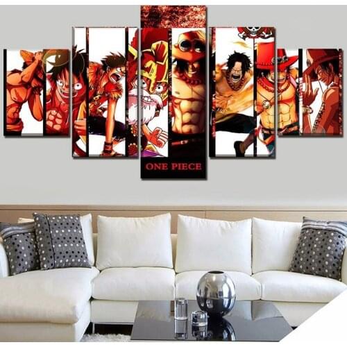 5 Pieces One Piece Wang Lufei Canvas Wall Art Prints Animation Poster Modular Pictures Living Room Home Decor Paintings