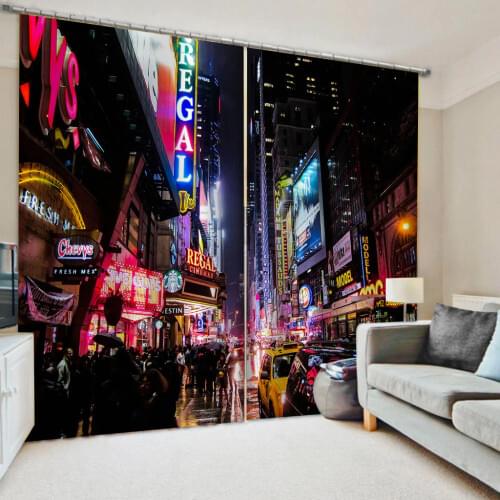 Beautiful Photo Fashion Customized 3D Curtains colorful street curtains 3D Window Curtain For Living Room