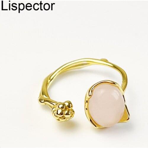 Lispector 925 Sterling Sliver Pink Crystal Rings for Women Cute Korean Natural Stone Vine Ring Female Jewelry Couple Gifts