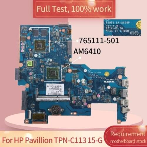 For HP Pavillion TPN-C113 15-G LA-A996P 765111-501 AM6410 216-0841036 DDR3L Notebook motherboard Mainboard full test 100% work