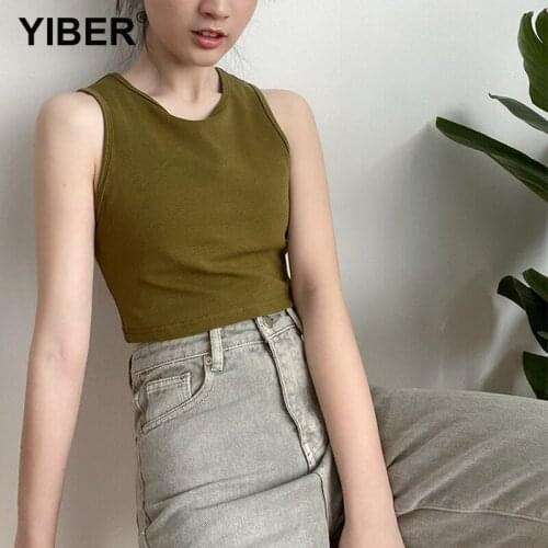 Tank Top Women O-Neck Sleeveless Cotton Tank Top High Waist And Tight Fitting Sexy Summer Multicolor Women Tops