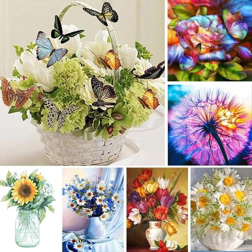 Flower And But Cross Stitch Embroidery Kit Craft Needlework Set Canvas Printed Cotton Thread Home Decor Christmas Gift On Sale