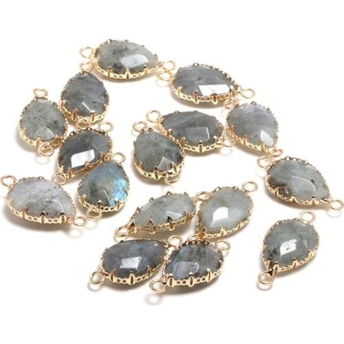 Natural Semi Precious Stone Connector Lace Drop For Jewelry Making DIY Necklace Bracelets 13x23mm