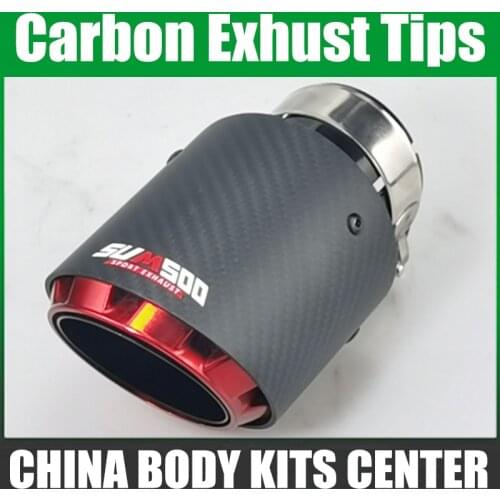 New design cool style carbon fiber + balck stainless steel +red plated modified car muffler exhaust pipe