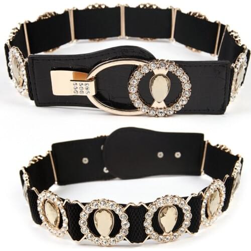 New Womens Loose Tight Wide Crystal Belt Accessories Decorated Waist Diamond Womens Belt Dress SW355