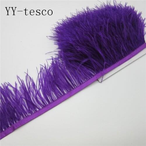 Wholesale 10 Meters high quality Ostrich Feathers Trims Dyed purple Feather Ribbons for Dress Party Decoration Craft Making
