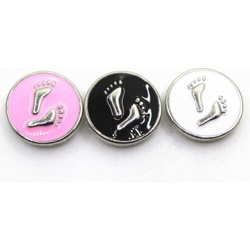 Wholesale 10pcs Enamel footprint Snap Buttons fit 18mm Snap Bracelet Bangles DIY Jewelry sport Snap Pendant Charms