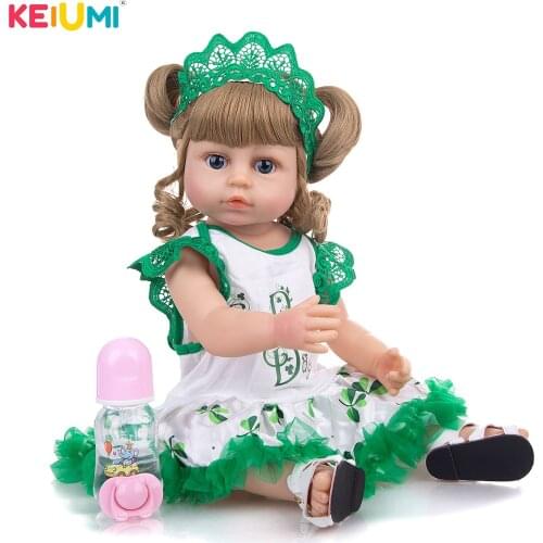 Wholesale KEIUMI Realistic Reborn Doll Full Silicone 55 cm Golden Hair Newborn Baby Toy For Kids Playmate Gift Xmas Present