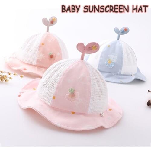 Baby Sun Bucket Hat Mesh Hollow Out Design Cap for Baby Girls Infant Beach Hat with Wide Brim Kids Caps Super Cute H9