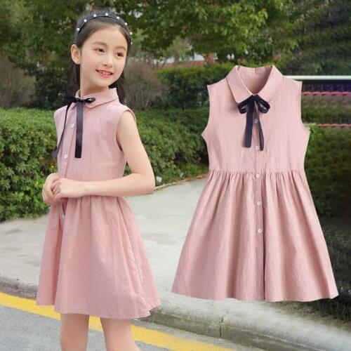 Baby Girl Dress Fashion Kids summer Clothes Princess Girls sleeveless Dresses 110~160 plus size solid student