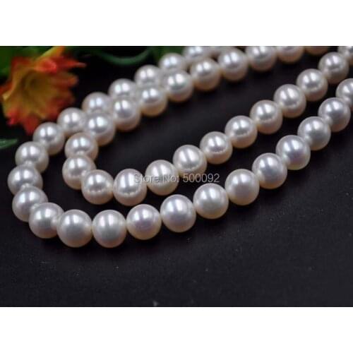 Stunning 7-8mm near round freshwater pearl strand free shipping