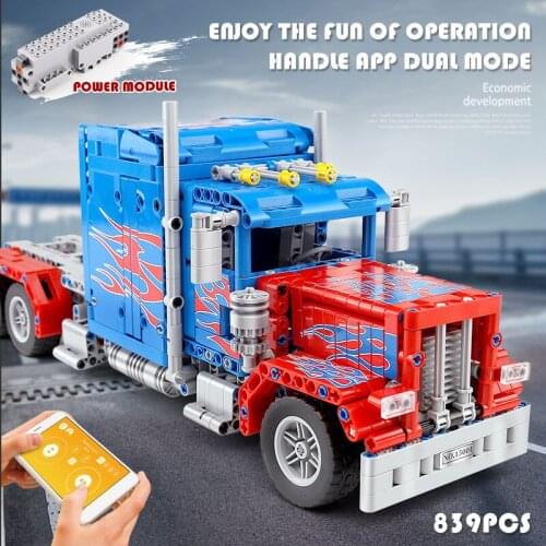 MOULD KING 15001 Electric The Peterbilt 389 Heavy Container Remote control Truck Assembly Kits Building Blocks Kids Toys Gifts