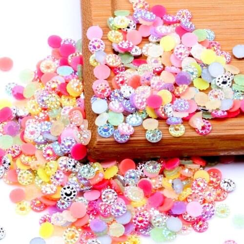 Approx 1000Pcs 4MM Resin Multicolor Flower Shape Flatback Rhinestone For DIY Craft Nail Arts Phones Case Jewjlry Accessories