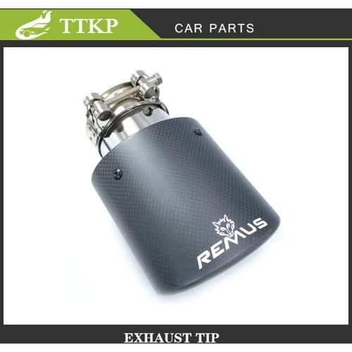 REMUS Oval Matt Black Pipe Carbon Fiber Stainless Steel Universal Exhaust Pipe Muffler Pipe For x4 Automobiles Micro Tips