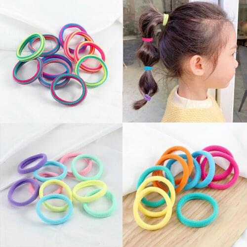 10pcs/Bag Girls Colorful Nylon Small Elastic Hair Bands Children Ponytail Holder Scrunchie Headband Kids Sweet Hair Accessories