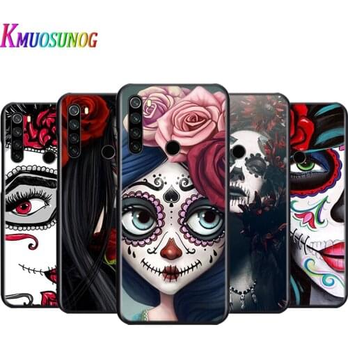 Silicone Cover Flower skull Lady Man For Xiaomi Redmi Note 9 9S Pro Max 8T 8 7 6 5 Pro 5A 4X 4 Phone Case Coque