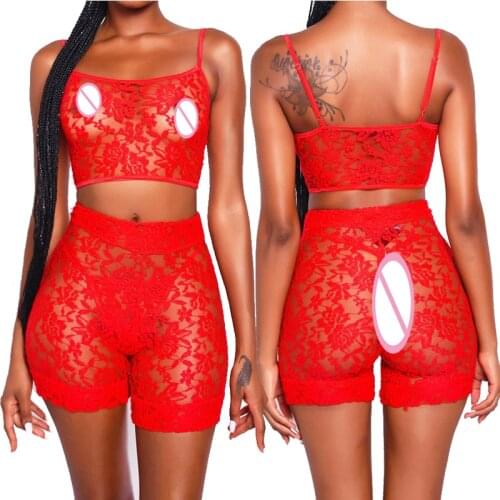 Sexy Hot Women Lingerie Stripper Lace Nightwear Clothes 2 Pieces Set Micro Bikini Suit Underwear Exotic Apparel