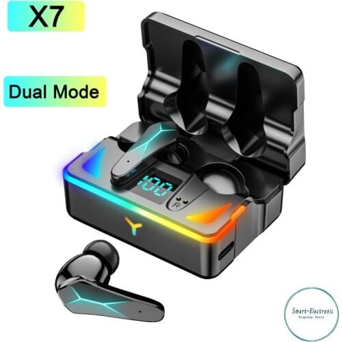 X7 TWS Dual Mode Gaming Headsets Low Latency Bluetooth-compatible Headphone Wireless Noise Cancelling Waterproof Sports Earphone