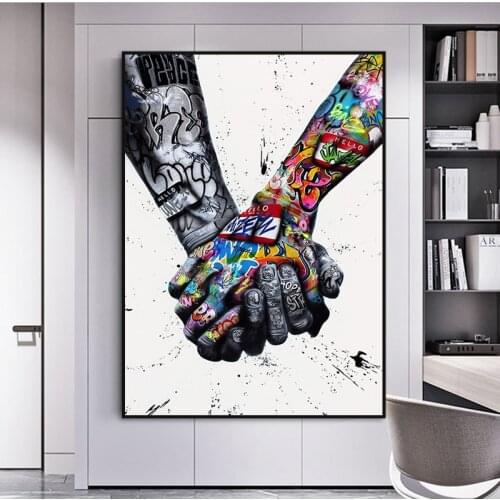Street Graffiti Art Canvas Painting Fist Hands Graffiti Posters and Prints Street Art Wall Picture for Living Room Bedroom Decor