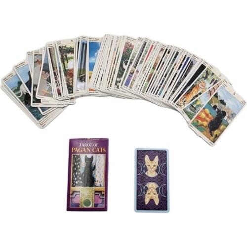 Pagan Cats Tarot Deck Mysterious Witch Divination Fate Oracle Card Deck for Women Card Party Board Game Table Card Playing