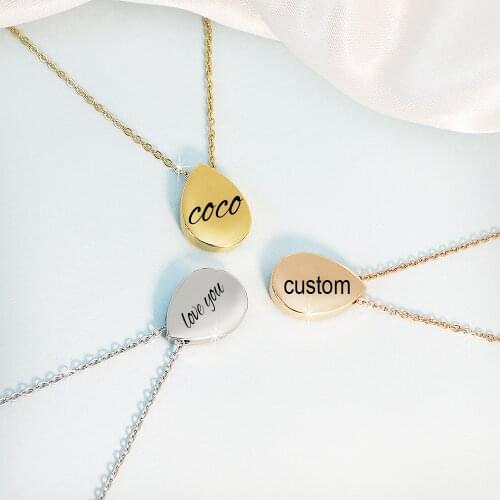 Customized Name Drop Necklace Stainless Steel Personalized Engraved DIY Gifts For Woman Best Friend