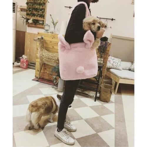 Princess sweet lolita girl bag Cute Faux Fur Rabbit Ear Tail Handbag Lady Soft Plush Backpacks Women Lovely Shopping Tote