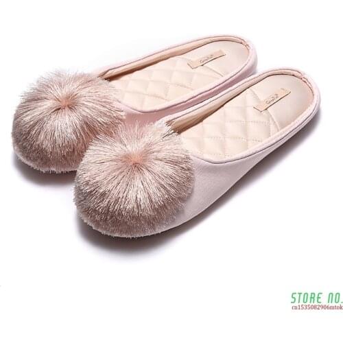 Women House Slippers 2020 Fur Slides Memory Foam Slip-on Comfort Tassel Pom-Pom Home Shoes Wedding Bedroom Non-slip Indoor Mules