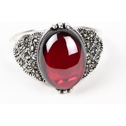 KJJEAXCMY fine jewelry 925 sterling silver taiyin garnet ring female index finger vintage court personality fashion