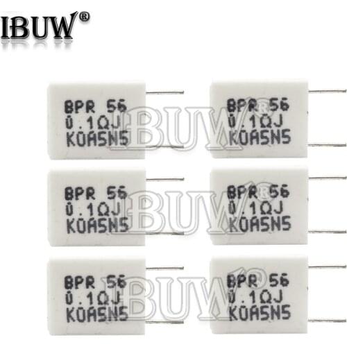 10PCS BPR56 0.01 ~ 0.5 ohm Non-inductive Ceramic Cement Resistor 0.1R 0.15R 0.22R 0.25R 0.33R 0.5R