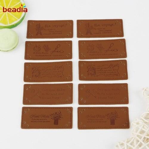 New Arrival 10pcs Handmade Labels For Clothes Garment PU Leather Labels Hand Made Tags Jeans Bags Shoes Sewing Accessories