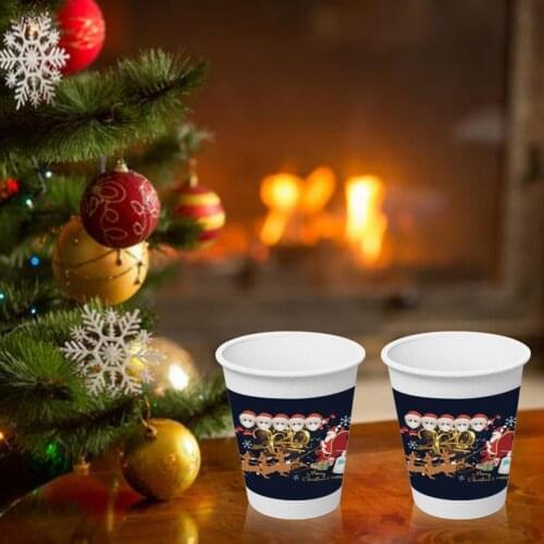10Pcs Disposable Multifunctional Practical Convenient Stylish Christmas Pattern Tableware Paper Cup Party Kitchen Supplies