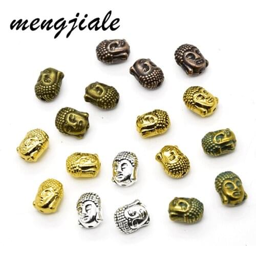 10pcs Six Color Buddha Head Spacer Loose Beads Zinc Alloy Metal Charms For DIY Bracelet Jewelry Accessories Making 11*9mm