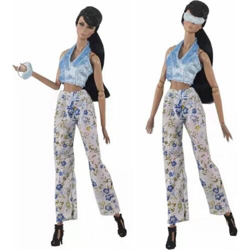 11.5" Charming Crop Top Floral Pants Princess Outfits For Barbie Doll Clothes Blindfold Patch 1/6 BJD Accessories Kids Best Gift