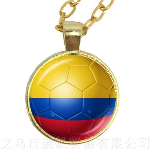 2018 World Cup Necklace Columbia,France,Costa Rica,England,Iran,Spain,Uruguay,Tunisia Nation Flag Football Pattern Sweater chain