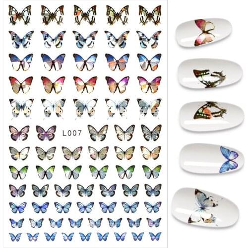 3D Nail Stickers Holographic Butterfly Series Manicure Designs Gradient Foil Nail Art Decoration Stickers For Nails L007