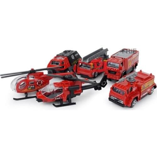 6pcs/set 1:87 Scale Mini Fire Fighting Military Helicopter SWAT Vehicle