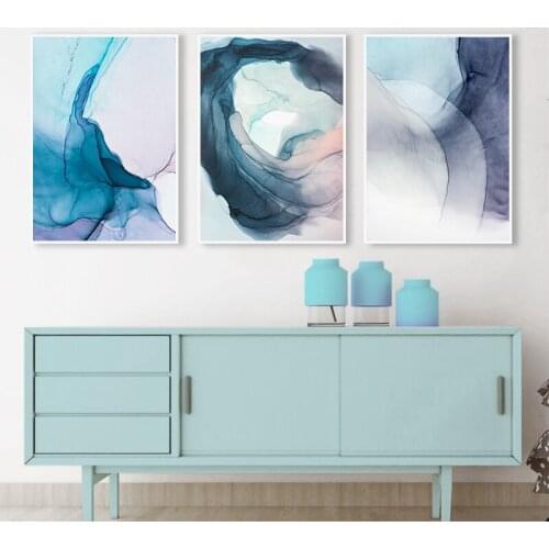Abstract Colorful Blue Bloom Canvas Painting Nordic Wall Art Picture Poster And Print Home Decoration For Living Room No Frame