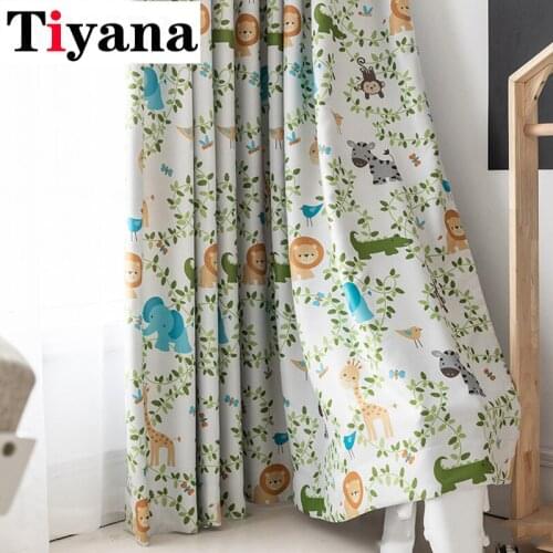 Customizable Simple Modern Children Curtains Nordic Lovely Cartoon Animals Curtains for Living Dining Room Bedroom JK242Z