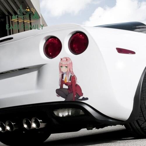 EARLFAMILY 26cm x 19.6cm For Darling In The Franxx Car Stickers Sunscreen Fine Decal Windshield Waterproof Scratch-Proof