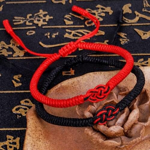 National Style Lucky Red String Bracelet Lovers Handmade Braided Concentric Knot Charm Bracelets For Women Men Jewelry Best Gift