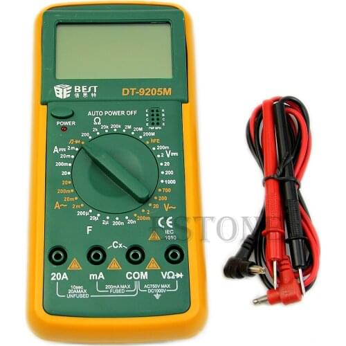 DT9205M Digital Voltmeter Multimeter Ohmmeter Ammeter Capacitance Tester LCD New