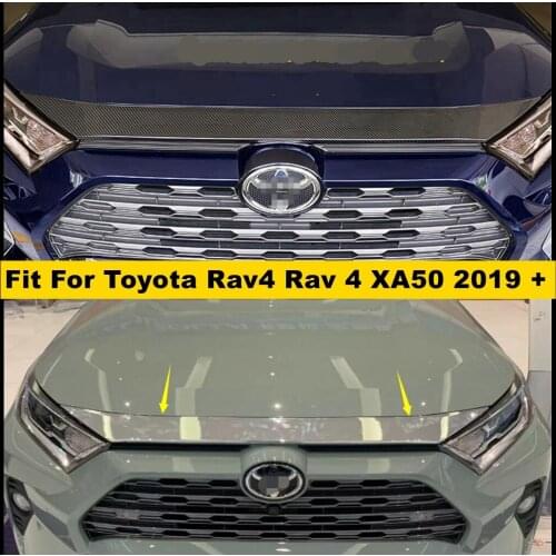 Chrome / Carbon Fiber Look Front Hood Grille Grill Bumper Decoration Panel Cover Trim For TOYOTA RAV4 RAV 4 XA50 2019 2020 2021