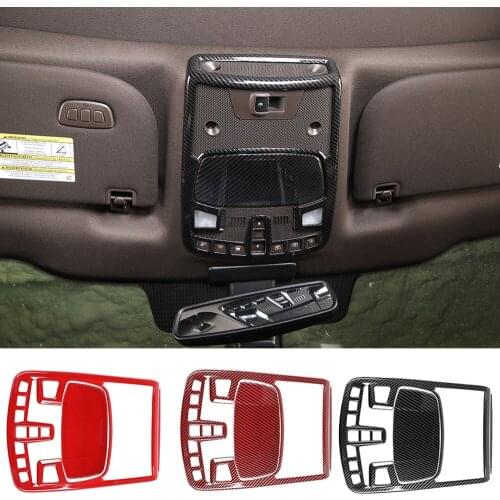 Interior Accessories Front Reading Light Lamp Cover Decorative Trim for Ford F150 2015-2021 ABS Red Carbon Fiber