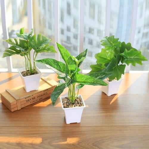 Artificial Plant with Flowerpot, Plastic Monstera Desktop Decor Decorative Tools for Living Room Bedroom Office