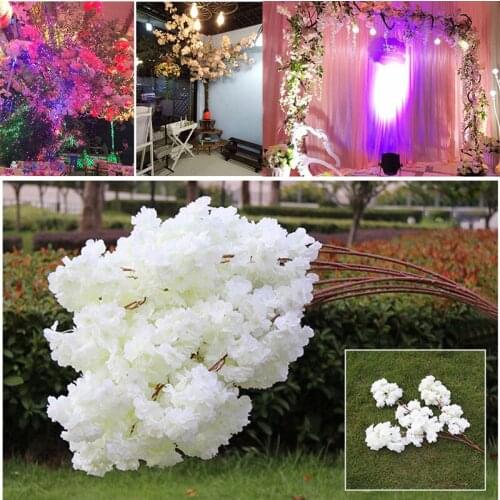 Artificial Cherry Blossom Silk Flower Cherry Tree Twig Hanging Ornament Plants Props Decor Garden Wedding Party Decoration