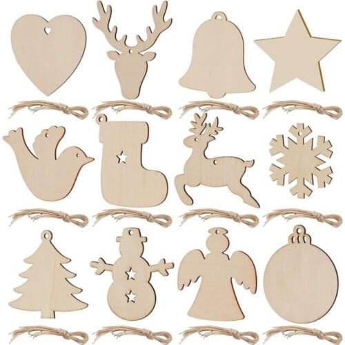 Creative pendant hand-painted wooden Christmas tree pendant decoration accessories Christmas decoration diy painting wood chips